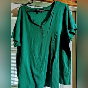 Karen Scott, Green, Size XXL Shirt, 100%Cotton